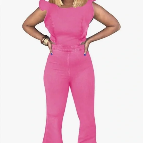 Women’s sexy ruffled NEW denim pink